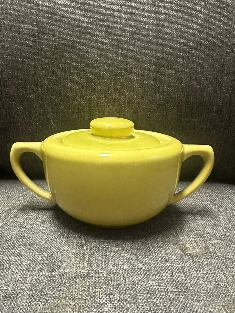 Rare Vintage Bauer Plainware Pottery Sugar Bowl in Chartreuse